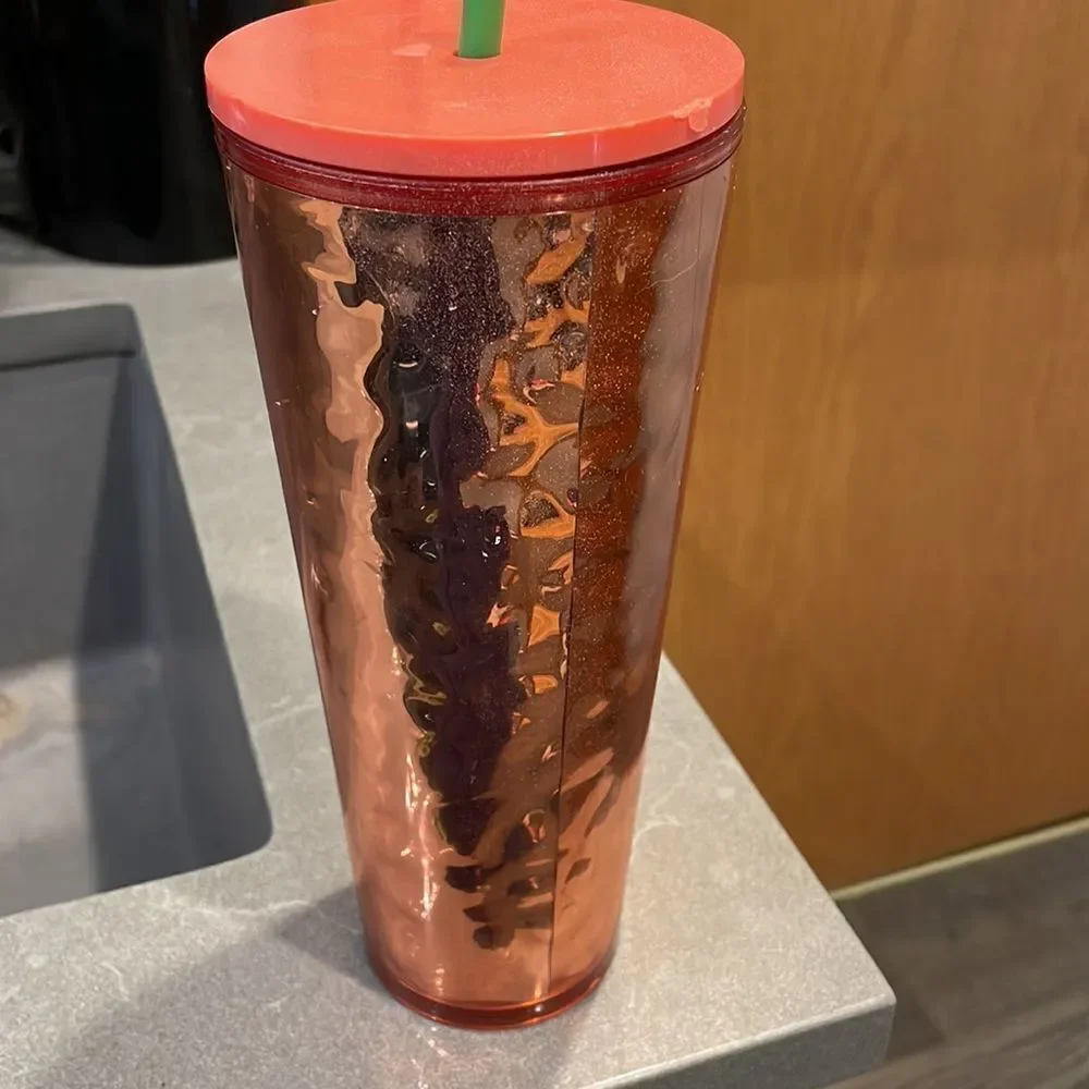 Nwt Starbucks Rose Gold Hammered Tumbler